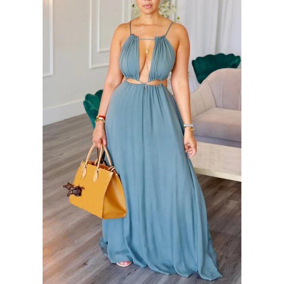 Women's Summer Spaghetti Strap Maxi Dress Boho Beach Vacation Sleeveless - Picture 2 of 5